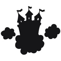 Vinilos pizarra infantil negra castillo con nubes